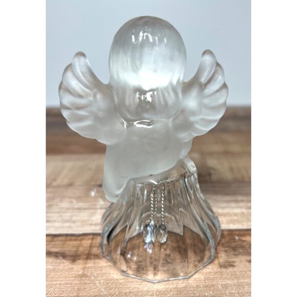 Goebel Frosted Glass Angel Bell Figurine With Fluted Clear Base 1979 - Picture 2 of 4